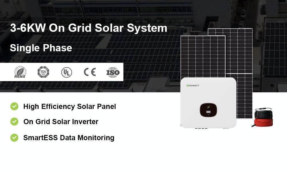 on grid solar system 3KW 5KW with growatt inverter - HBOWA