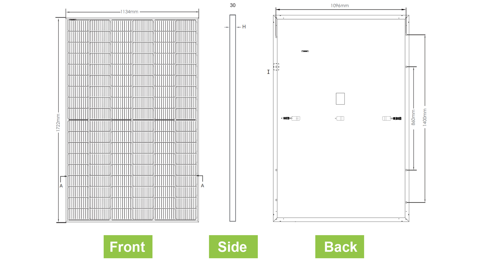 415W solar panel structure size