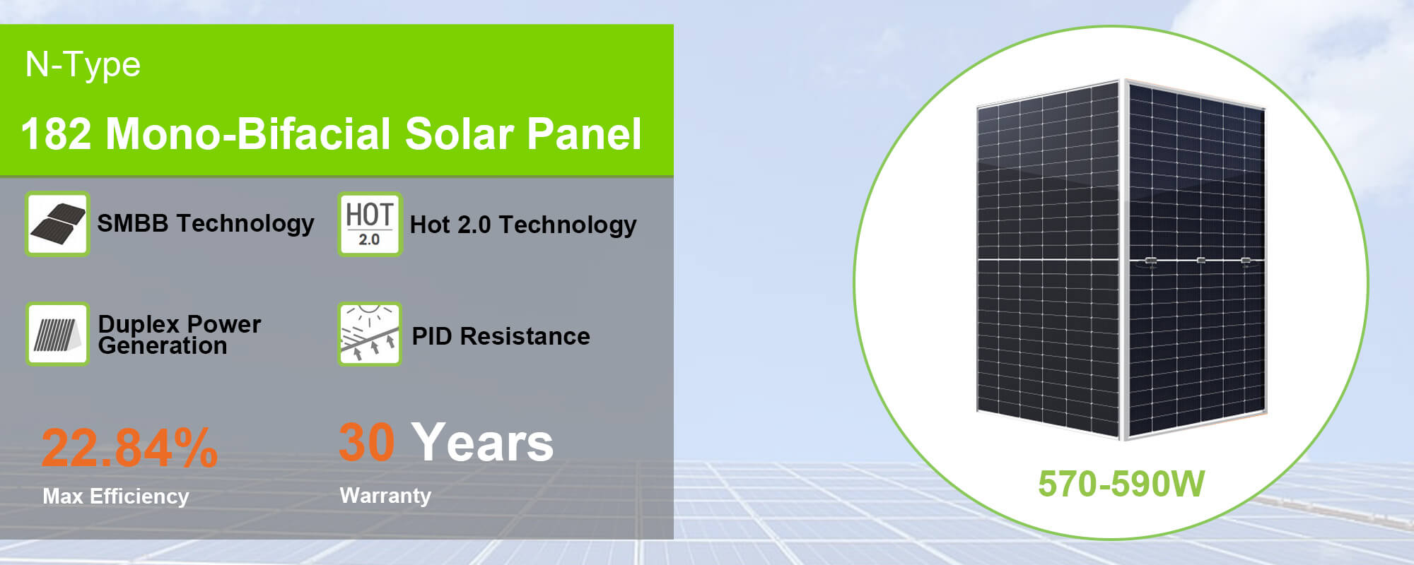 570-590W mono-facial solar panel HBOWA