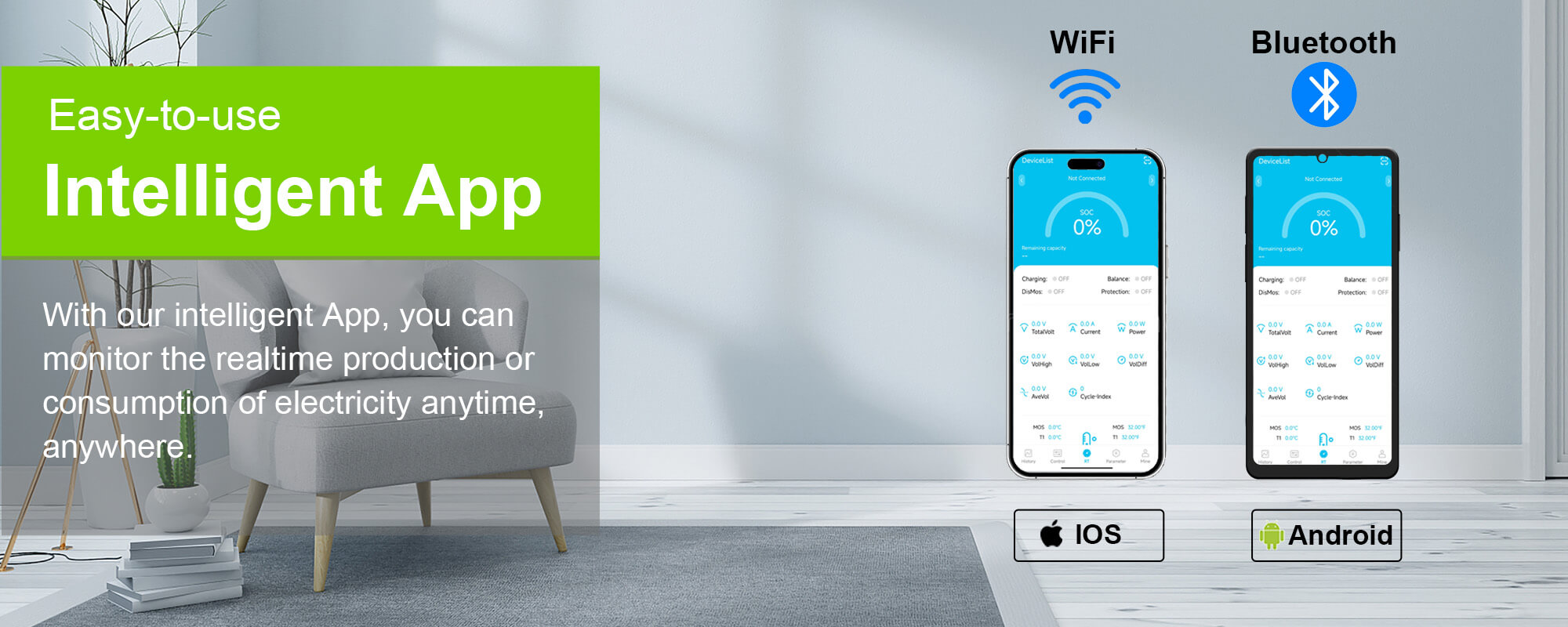 Lifepo4 lithium battery intelligent app with bluetooth and wifi function