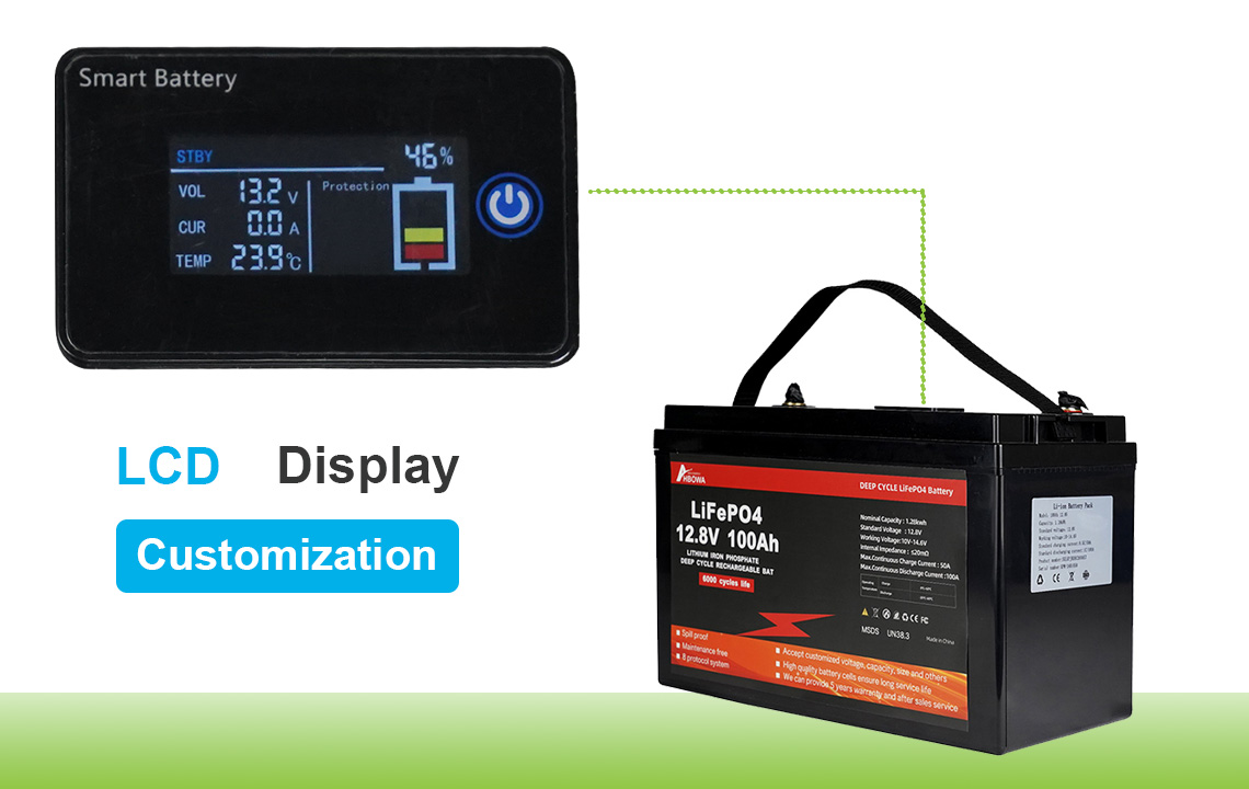 LCD Display of lead acid replacement lithium battery