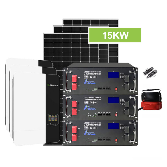 Off Grid Solar System 15KW 30KWh with stacked battery