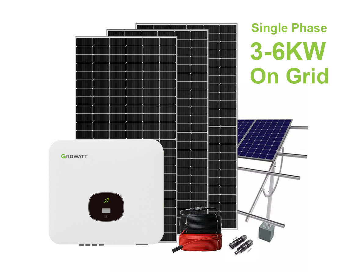 single phase 3KW 5KW on grid solar system with growatt inverter