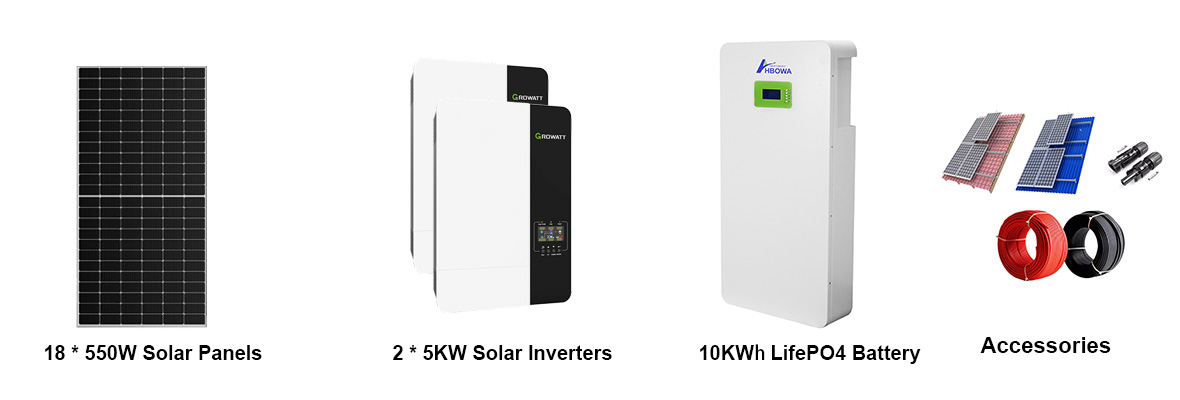 10KW off grid solar system with 10kwh lithium battery package