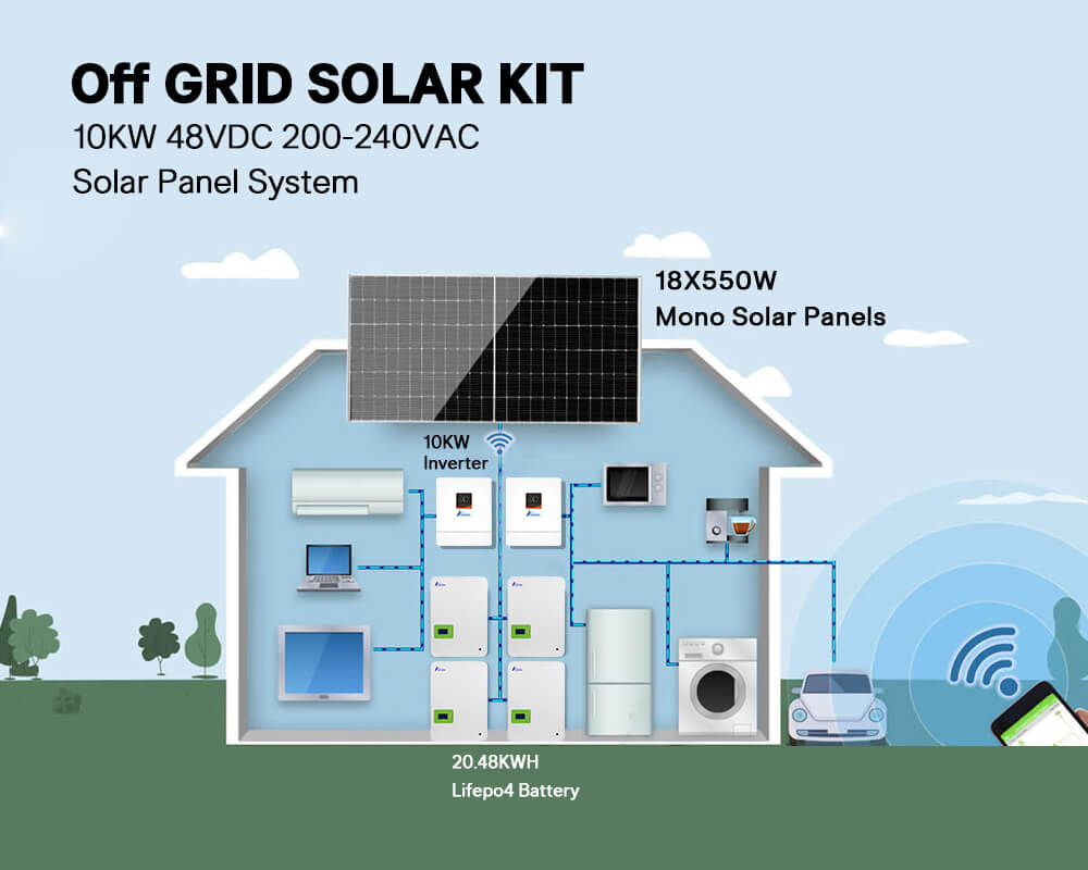 10kw off grid solar system single phase low voltage type