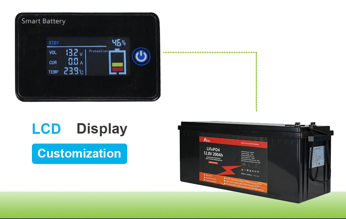 200ah lithium battery 12V LCD screen function