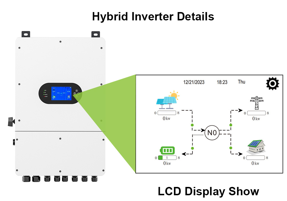 hybrid solar inverter lcd screen single phase low voltage