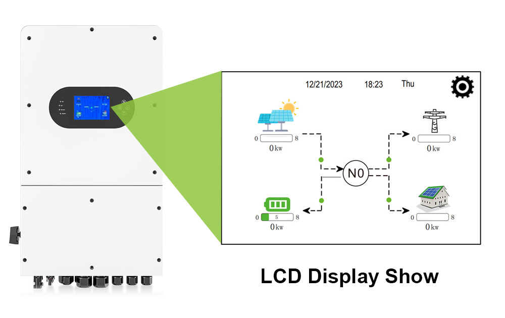 LCD display of 6KW hybrid solar inverter