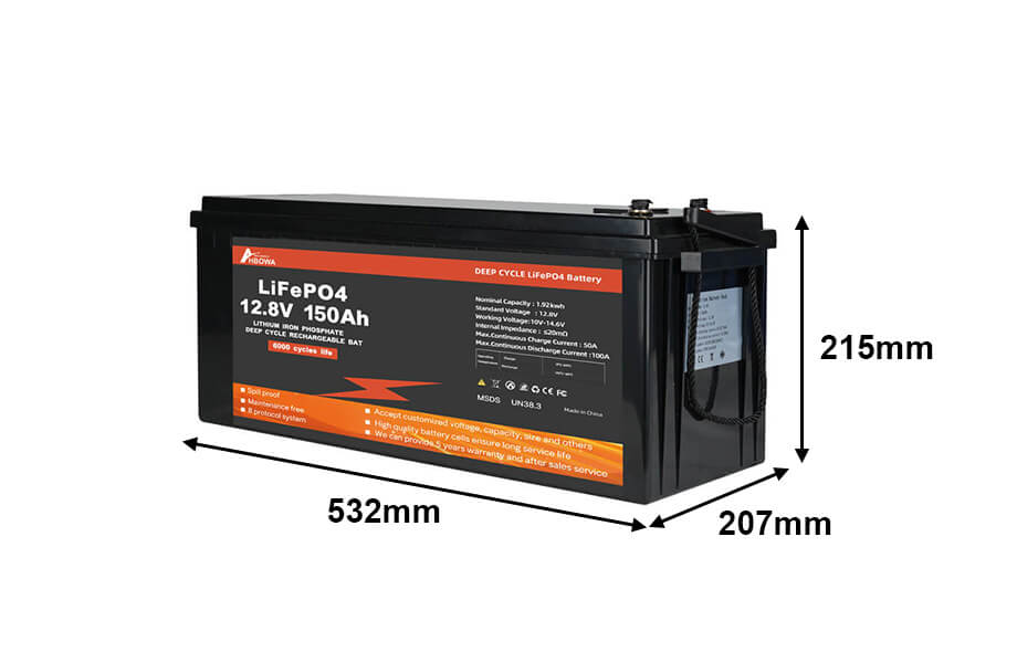 the dimension of 12V 150Ah lifepo4 battery