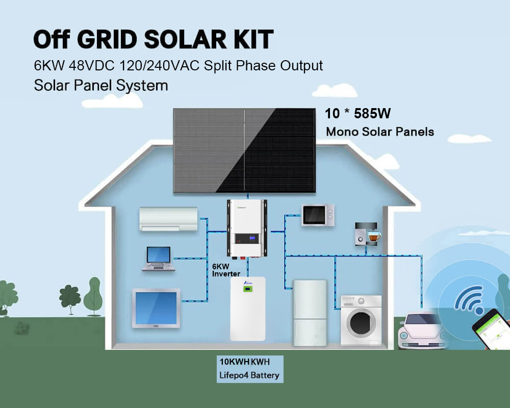 6kw off grid solar system with 10kwh wall battery