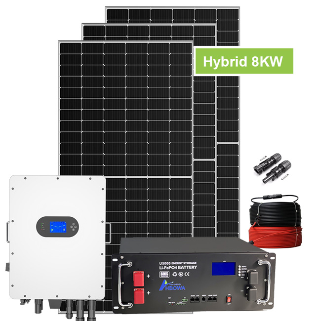 8KW_hybrid_solar_system_with_10kwh_rack mounted battery three phase