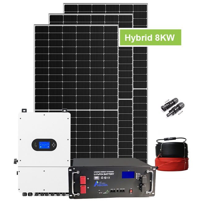 8KW hybrid solar system with 10kwh rack mounted battery