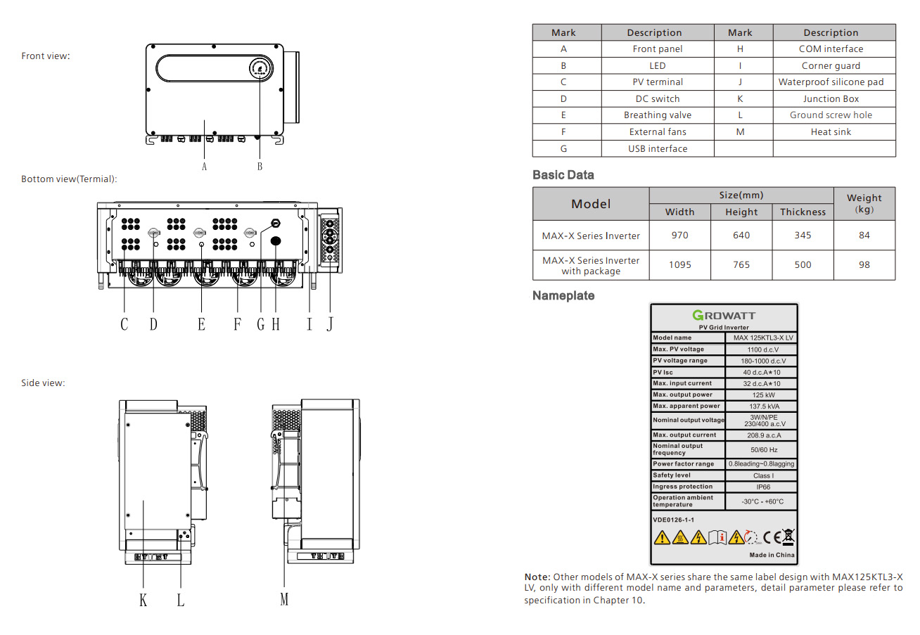 Growatt 100kw on grid pv inverter