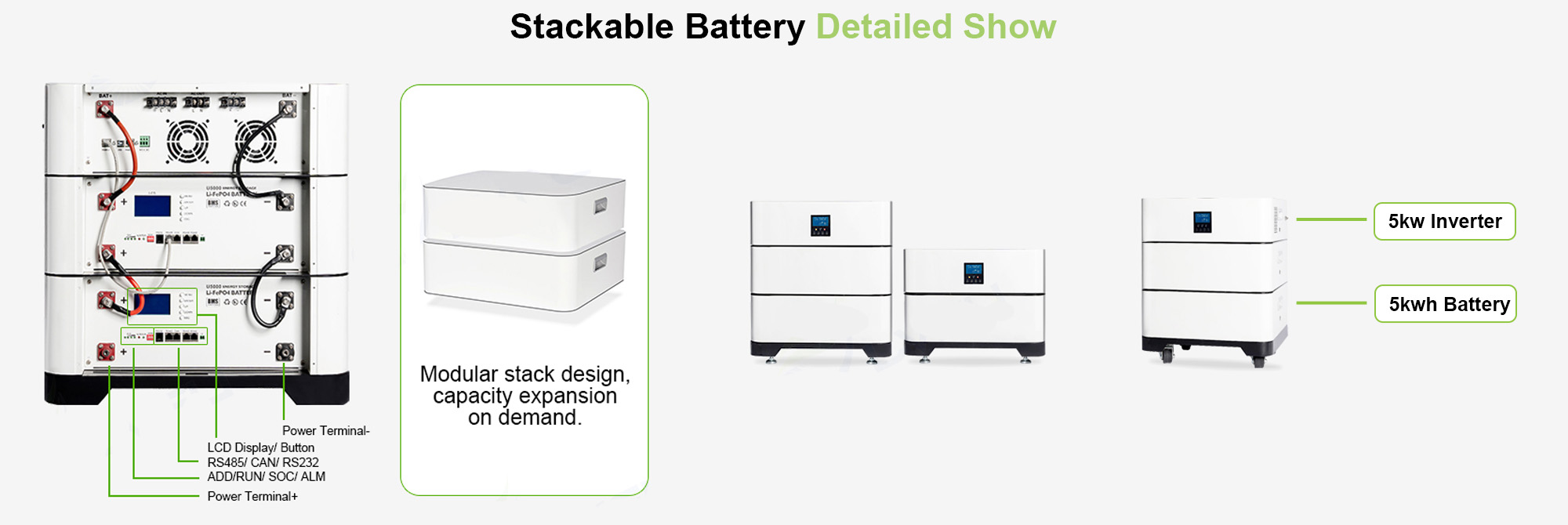 Stackable battery detailed show for 30kwh battery