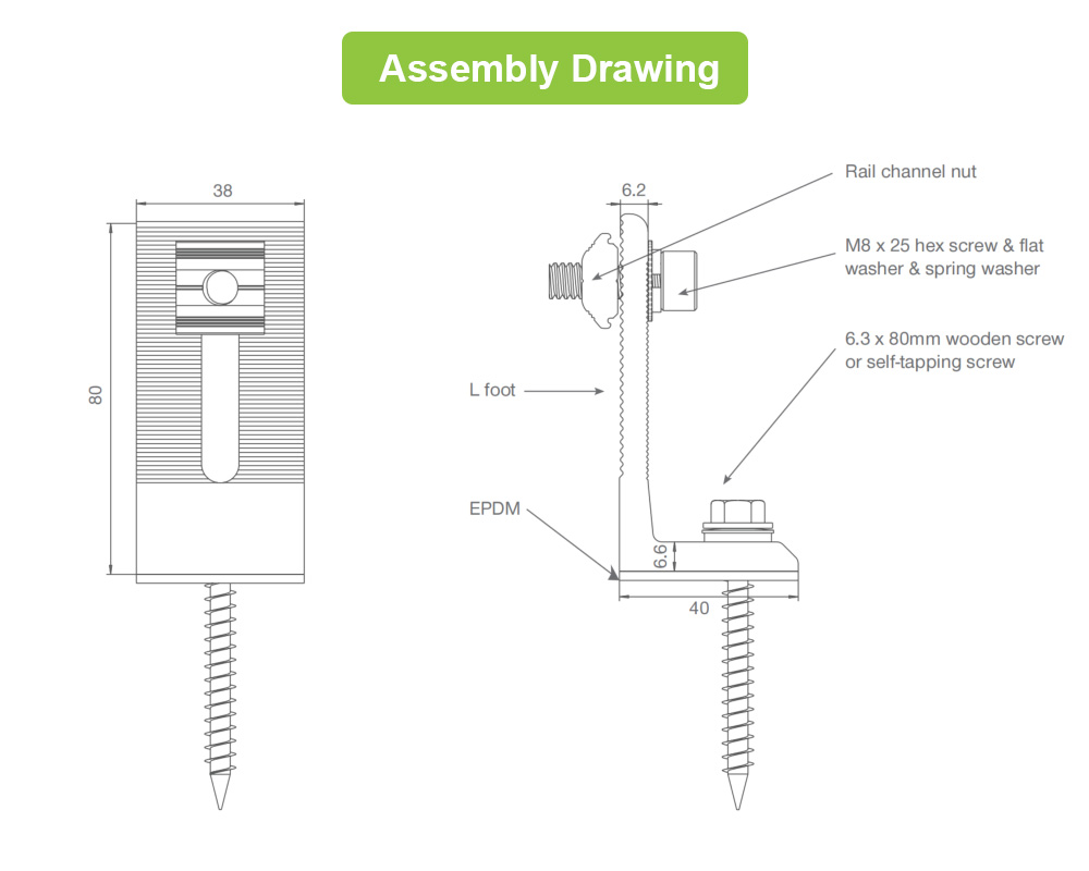 assembly drawing of the solar mounting structure