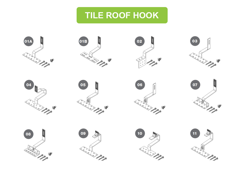 tile roof hook of the mounting structure