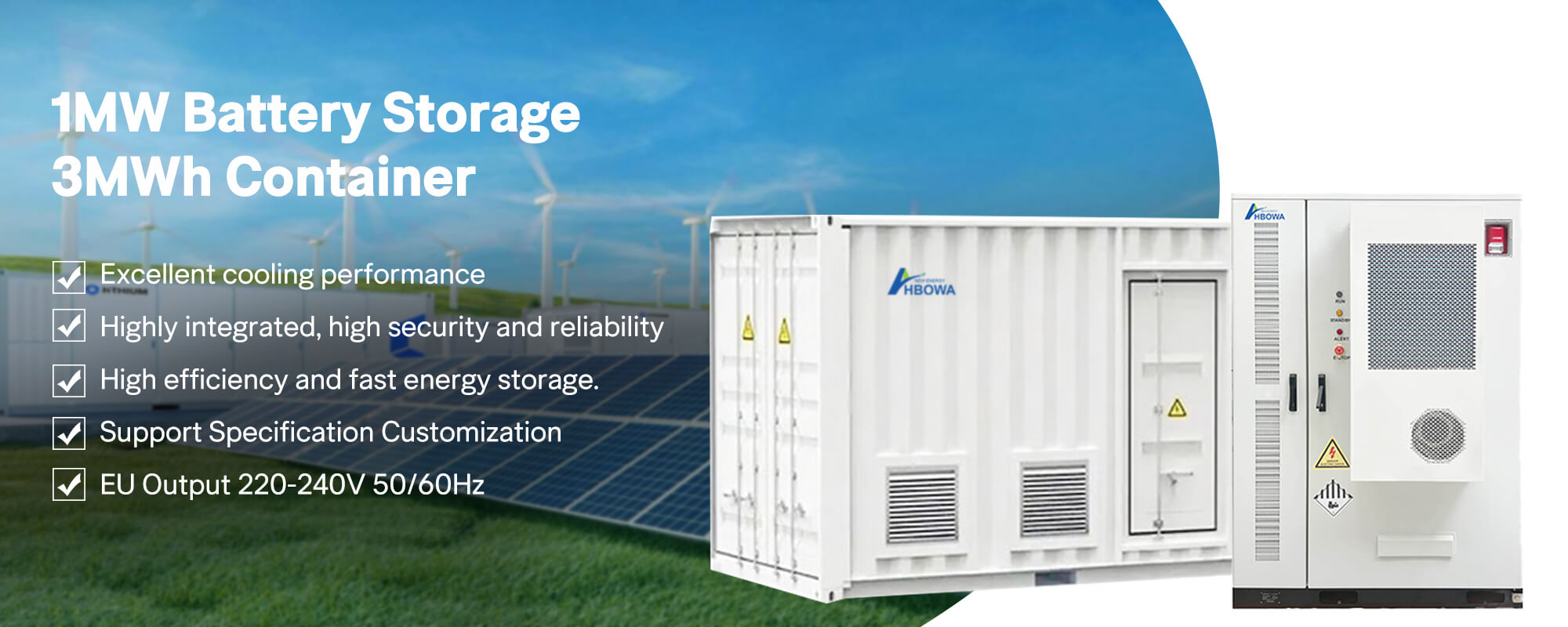 1MW 3MWh battery storage container