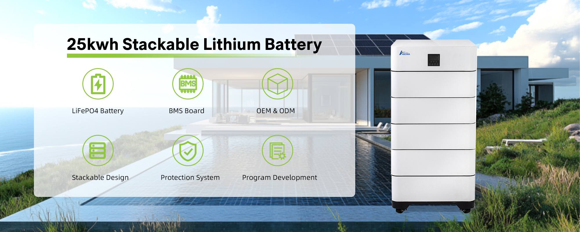 25kwh battery stacked